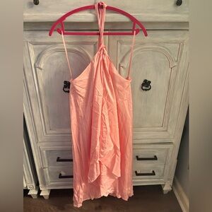 Vintage Lauren Ralph Lauren Pale Pink Silk Acapulco Flowy Dress Resort Ethereal